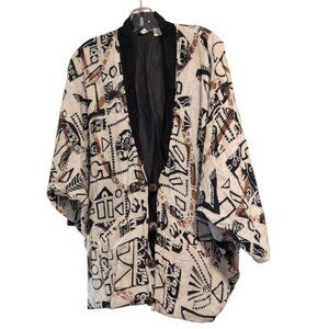 Native Wear Jacket Button up Collarless Long Sleeve Geographic Print layered